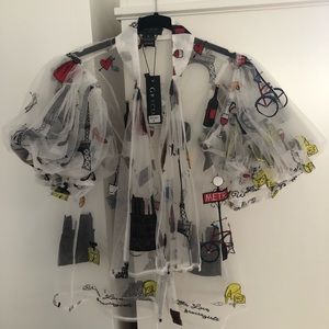 Gracia Embroidered Sheer Blouse